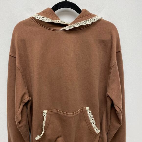 Tanner Fletcher Genderless Brown Lace Trim Pullover Hoodie & Jogger Set S $640 - Picture 7 of 16